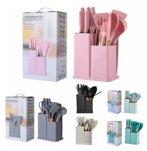 Kit de Cozinha 19 Utensílios em Silicone Premium