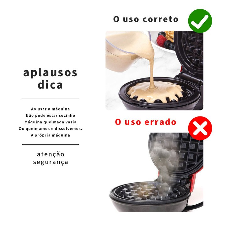 Mini Máquina de Waffles Elétrica Portátil Casa Cozinha Fazer Waffle Panquecas Automático 110V